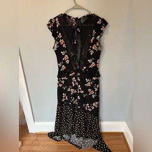 Topshop dress, size 6, black and gorgeous bright floral patterns mix matched.